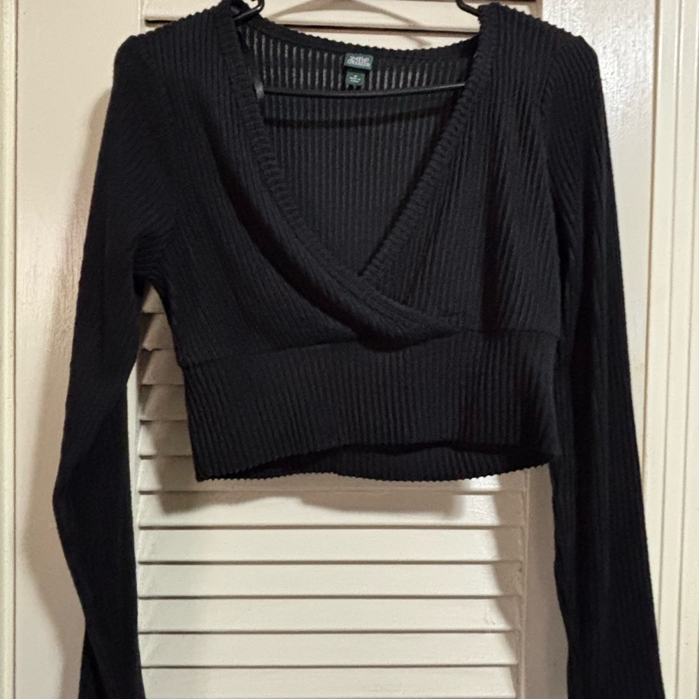 Wild Fable Black Ribbed Crop Top